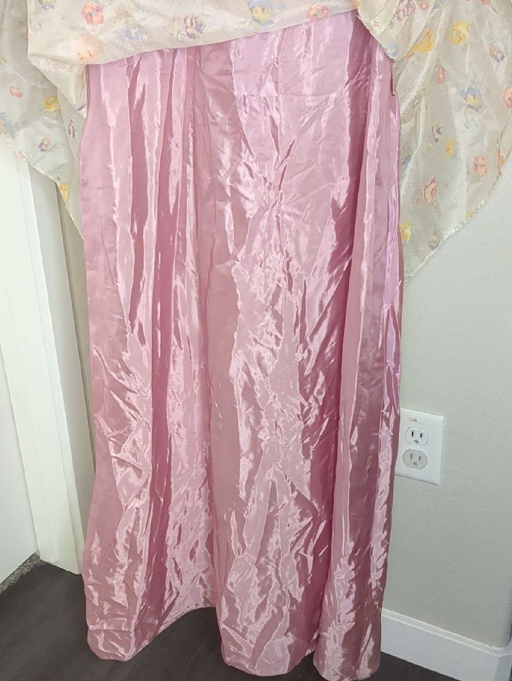 Vintag 70s Maxi Dress Prairie Gunne Style Floral Swiss Dot Pink Purple Sz Small - Picture 9 of 15